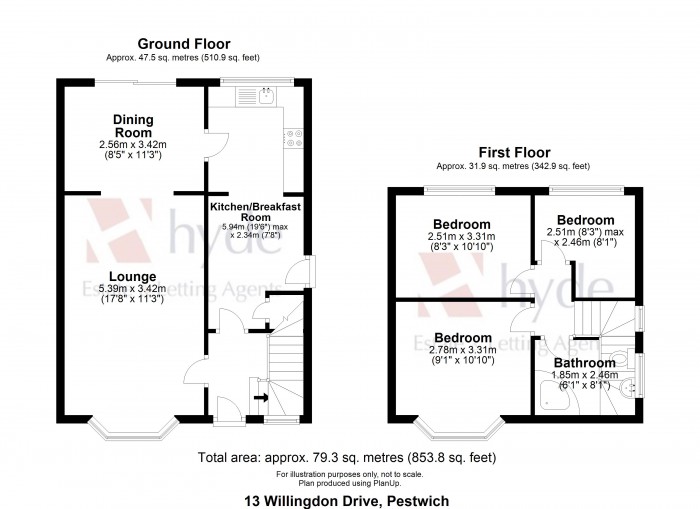 Floorplans For Willingdon Drive, Prestwich, Manchester, M25 1PA